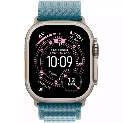 Смарт часы Apple Watch Ultra 3 GPS + Cellular 49mm Natural Titanium Case with Light Blue Alpine Loop - Large (MEWP4QR/A)