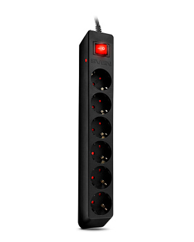 Сетевой фильтр SVEN Surge Protector Optima 1,8 m (6 sockets) black, color box (SV-021016) Сетевой фильтр SVEN Surge Protector Optima 1,8 m (6 sockets) black, color box (SV-021016)