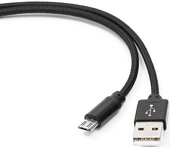 Кабель USB 2.0 Cablexpert CC-mUSB2bk1m, USB-MicroUSB, 1м, нейлон оплет, алюмразъемы, черный. (CC-mUSB2bk1m)
