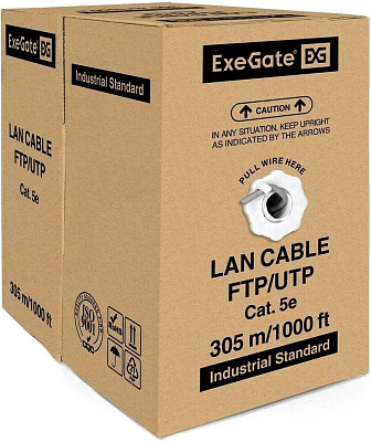 Кабель сетевой UTP, ExeGate UTP-2-C5e-CCA-S24-IN-PVC-GY-305, бухта (~305м) (EX256745RUS)