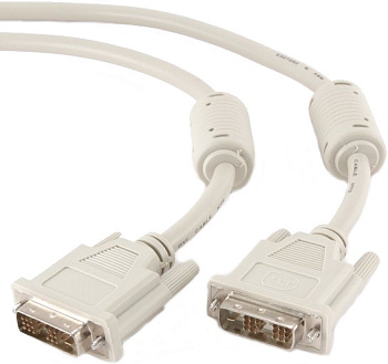 Кабель DVI-D single link Cablexpert CC-DVI-6C, 19M/19M, 1.8м, серый, экран, феррит.кольца, пакет (CC-DVI-6C)