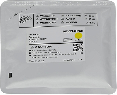 Девелопер CET IU-214Y для KONICA MINOLTA Bizhub C227/C287 Yellow, 170г, 90000 стр (CET171040)