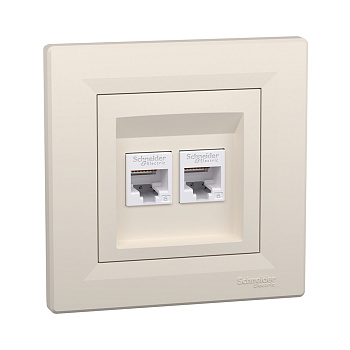 Розетка двойная компьютерная SE EPH4800123 Asfora RJ45 кат. 6 в сборе кремовый (EPH4800123)