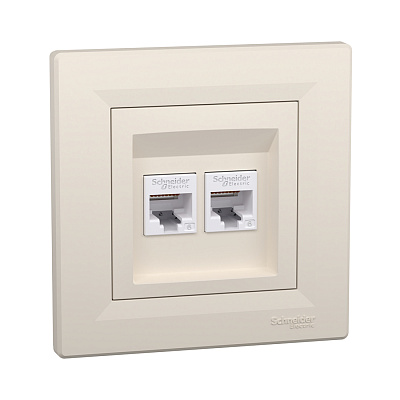 Розетка двойная компьютерная SE EPH4800123 Asfora RJ45 кат. 6 в сборе кремовый (EPH4800123)
