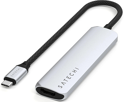 USB-хаб Satechi 4-in-1 USB-C Slim Multiport Adapter 4K - Silver (ST-P4SS)