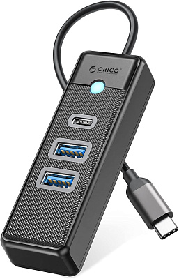 Конвертер USB-C 3.0 на LAN RJ-45,1Gbps + USB A/C HUB, 0.15m (ORICO-PWCUR-C3-015-BK-EP) 