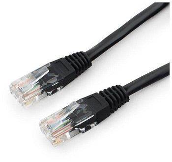 Патч-корд UTP Cablexpert PP12-0.5M/BK кат.5e, 0.5м, литой, многожильный (черный) (PP12-0.5M/BK)