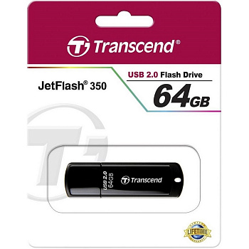 USB Флеш 64GB 2.0 Transcend TS64GJF350 черный (TS64GJF350)