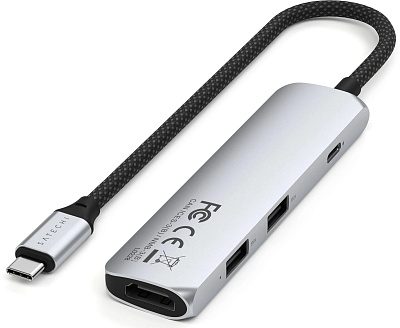 USB-хаб Satechi 4-in-1 USB-C Slim Multiport Adapter 4K - Silver (ST-P4SS)