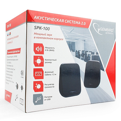 Акустическая система Gembird SPK-100 (2.0), Black (SPK-100)