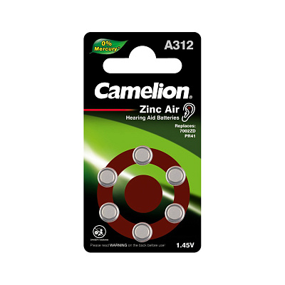 Батарейка CAMELION Zinc Air A312-BP6(0%Hg) 6 шт. в блистере (A312-BP6(0%Hg))