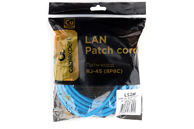 Патч-корд LSZH UTP Cablexpert, кат. 5e, 5м, синий (PP30-5M/B)