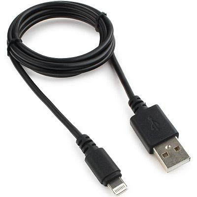 Кабель USB Cablexpert CC-USB-AP2MBP AM/Lightning, для iPhone5/6/7/8/X, IPod, IPad, 1м, черный, пакет (CC-USB-AP2MBP)