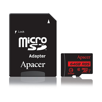 Карта памяти Apacer 64GB with SD Adapter (AP64GMCSX10U5-R)