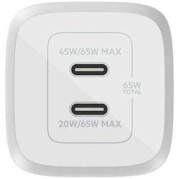 Сетевое зарядное устройство Belkin 65Вт 2хUSB-С Universal (WCH013vfWH)