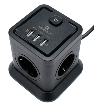 Сетевой фильтр Cablexpert Tower TWR-4-U3-B-2 черный (TWR-4-U3-B-2)