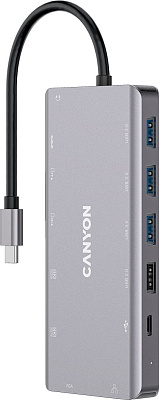 USB-хаб Canyon DS-12 13in1 4k USB-C Dark Grey (CNS-TDS12)