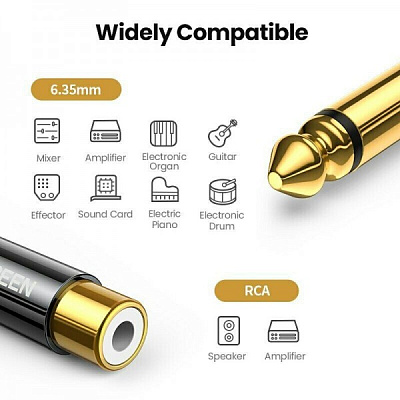 Аудиоадаптер UGREEN AV169 6.35mm Male to RCA Female Adapter, 80731 (80731)