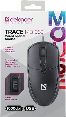 Мышь Defender Trace MB-989, Black, Optical, 1000dpi, USB (52989)