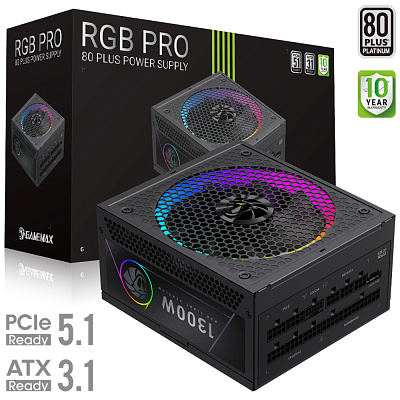 Блок питания ATX 1300W GameMax RGB PRO 1300P, Platinum (RGB PRO 1300P)