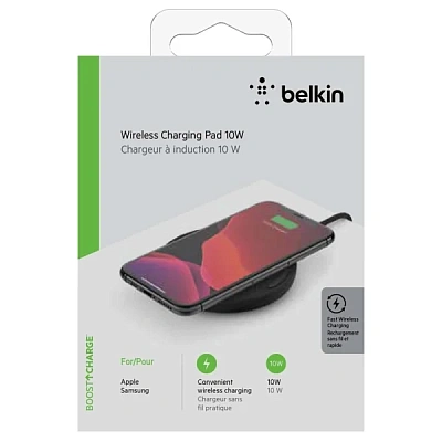 Беспроводное зарядное устройство Belkin Pad Wireless Charging Qi, 10W, black (WIA001vfBK)
