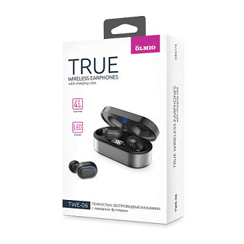 Наушники-вкладыши беспроводные OLMIO "TWE-06" серый (40274)