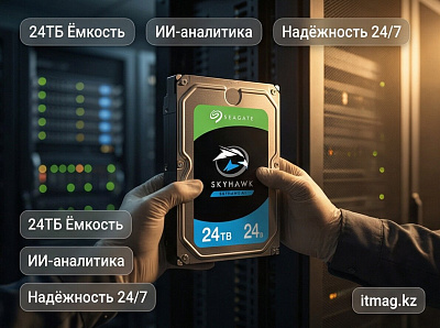 Жесткий диск для видеонаблюдения с искусственным интеллектом 24Tb Seagate SkyHawk AI Survelilance SATA3 3.5" (ST24000VE002)