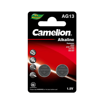Батарейка CAMELION Alkaline AG13-BP2(0%Hg) 2шт. в блистере (AG13-BP2(0%Hg))