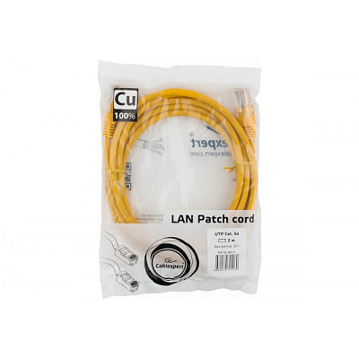 Патч-корд UTP Cablexpert, кат. 5e, 2м, жёлтый (PP10-2M/Y)