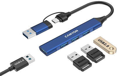 USB-хаб Canyon OnHub 02 4in1 USB-A/C Blue (CNS-TDS02BL)