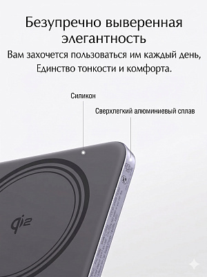 Мобильный аккумулятор Power Bank UGREEN Mag-Safe, 5000mAh, MagFlow Air Qi2,PB580 (75984B)