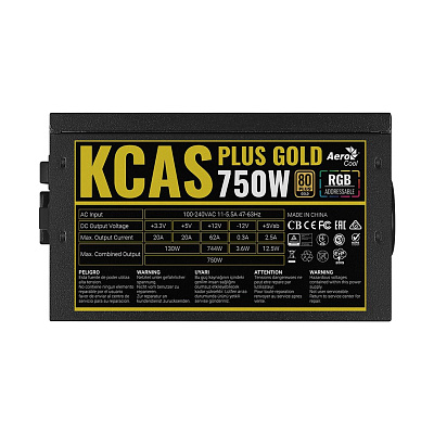 Блок питания AeroCool KCAS Plus Gold 750W RGB (KCAS PLUS GOLD 750W RGB)