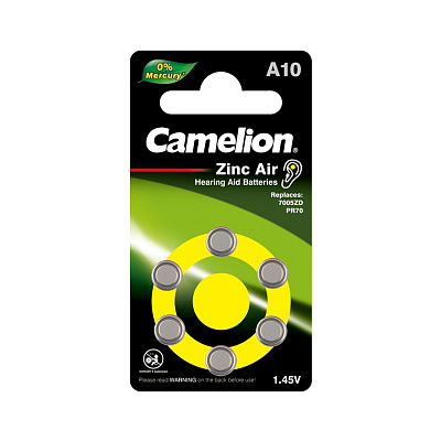 Батарейка CAMELION Zinc Air A10-BP6(0%Hg) 6 шт. в блистере (A10-BP6(0%Hg))