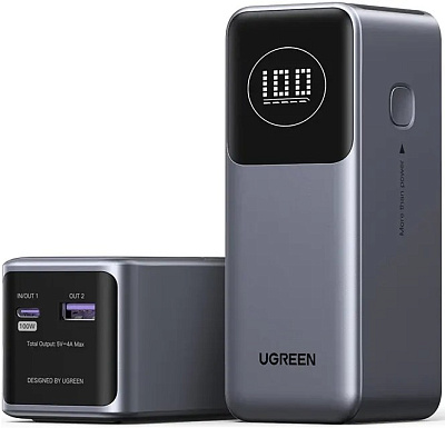 Мобильный аккумулятор UGREEN Power Bank, 12000mAh, DigitalDisplay, 100W, серый, PB724 (35526B)