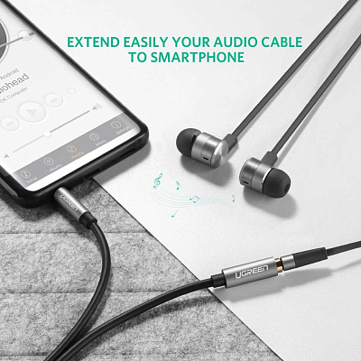 Кабель Audio(m) 3.5mm - Audio(f) 3.5mm, 5m. (удлинитель) AV118 UGREEN (10538)