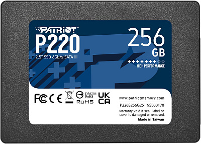 Твердотельный накопитель SSD 256 Gb SATA Patriot P220 P220S256G25 2.5" 3D TLC (P220S256G25)
