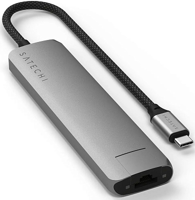 Картридер / USB-хаб Satechi 7-in-1 USB-C Slim Multiport Adapter with Ethernet - Space Grey (ST-P7SM)