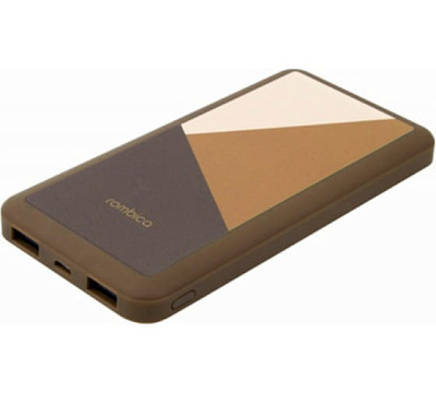 Power bank Rombica Bright 2C, для зарядки USB, 10000mAh, 5V/2A, Brown (PB-00112)