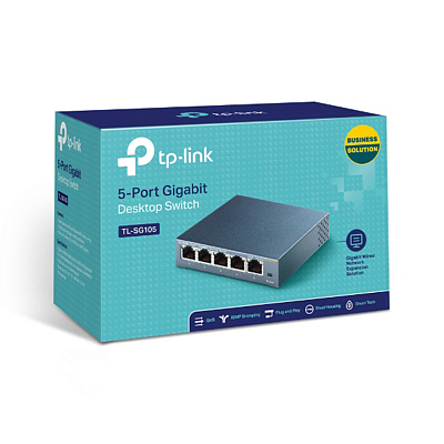Коммутатор TP-Link TL-SG105 5-портовый 10/100/1000 Мбит/с настольный  (TL-SG105)