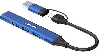 USB-хаб Canyon OnHub 02 4in1 USB-A/C Blue (CNS-TDS02BL)