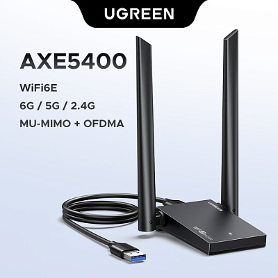 Беспроводной сетевой адаптер UGREEN Wi-Fi6E AXE5400 2.4GHz/5GHz/6GHz CM787 (75917) 