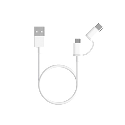 Интерфейсный кабель Xiaomi 30cm MICRO USB and Type-C Белый (SJX01ZM)