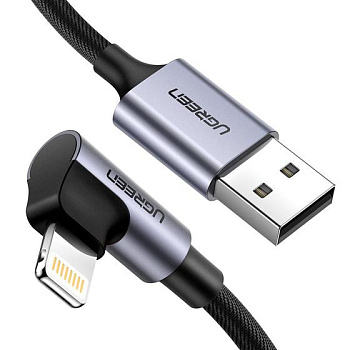 Кабель Ugreen US299 Angled Lightning To USB 2.0 A Male Cable(90°  Angle)/Black 1M, 60521 (60521)