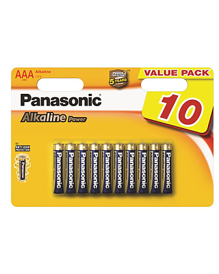 Батарейка щелочная PANASONIC Alkaline Power AAA/10B (LR03REB/10BW/ LR03APB/10B)