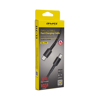 Кабель USB Type-C Awei CL-71T, 1m, Black, BOX (CL-71T)