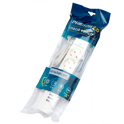 Сетевой фильтр Гарнизон, 4м, 4розеток, 3xUSB, white (EPS-4-U3-W-4)