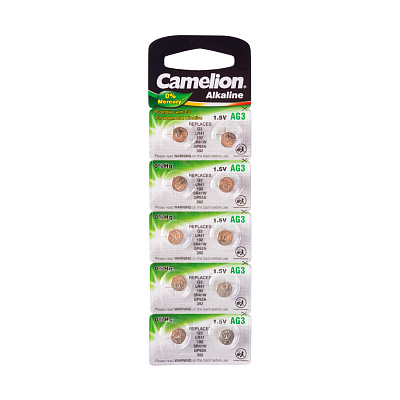 Батарейка CAMELION Alkaline AG3-BP10(0%Hg) 10 шт. в блистере (AG3-BP10(0%Hg))