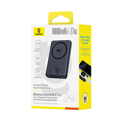Портативный внешний аккумулятор Baseus EnerFill FT11 Magnetic, 10000mAh 27W - Black (P1008210G123-00)