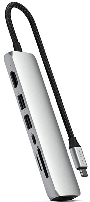 Картридер / USB-хаб Satechi 7-in-1 USB-C Slim Multiport Adapter with Ethernet - Silver (ST-P7SS)