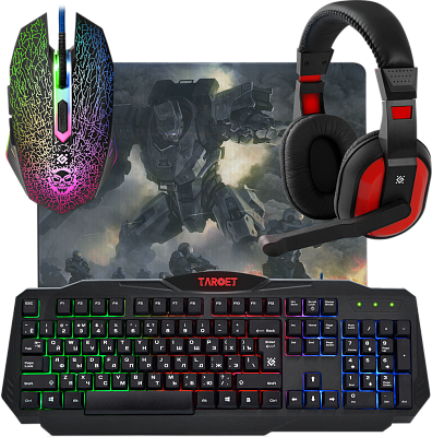 Игровой набор Defender Target MKP-350 мышь+клавиатура+гарнитура+ков. (52350)